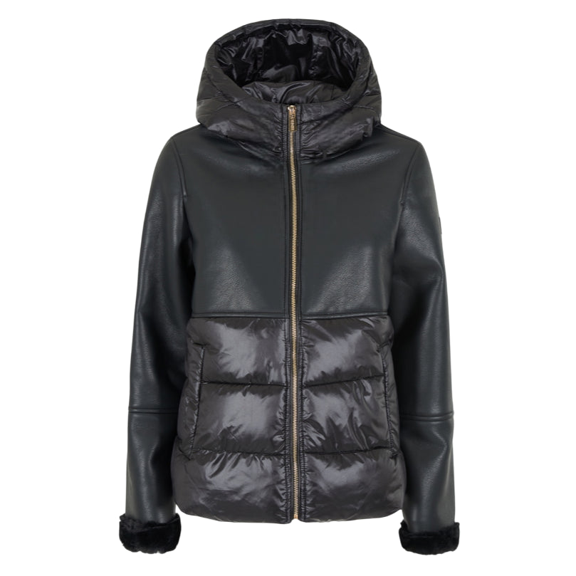 Yes Zee Piumino Corto con Cappuccio e Pelliccia Interna da Ragazza 3001 J018 0801 Nero – Calore Moderno, Stile Urban e Comfort Avvolgente