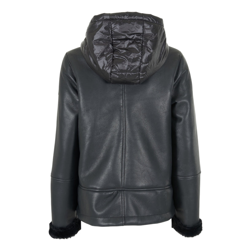Yes Zee Piumino Corto con Cappuccio e Pelliccia Interna da Ragazza 3001 J018 0801 Nero – Calore Moderno, Stile Urban e Comfort Avvolgente - retro