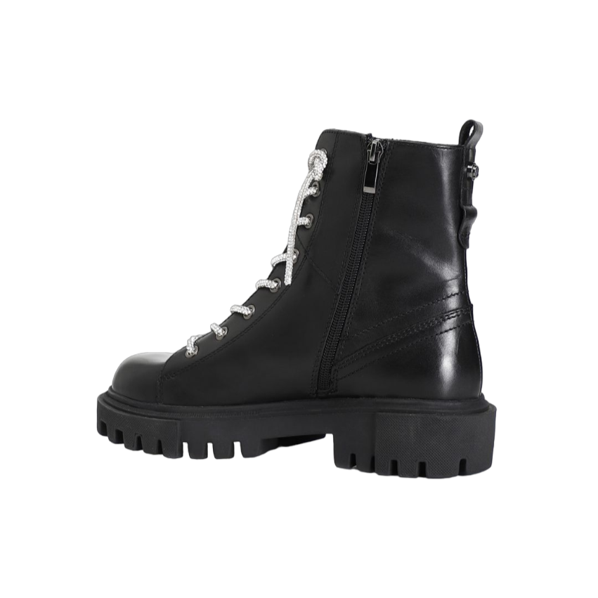 CafèNoir scarpa Tronchetto in pelle con lacci strass da donna c1FB1101 N033 nero