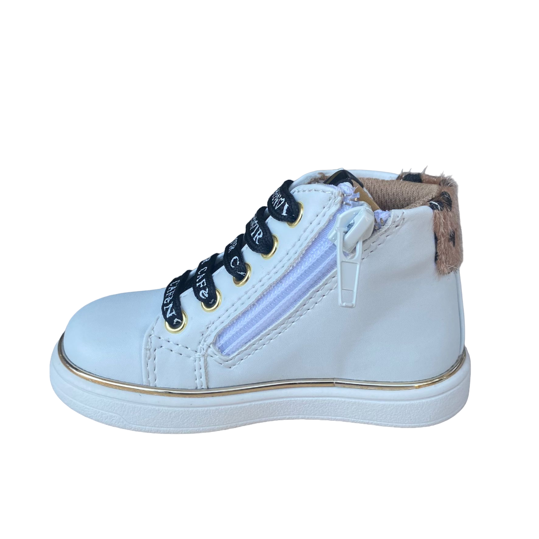 CafèNoir scarpa sneakers alta da bambina con laccio e cerniera laterale C-2351 C1737 bianco