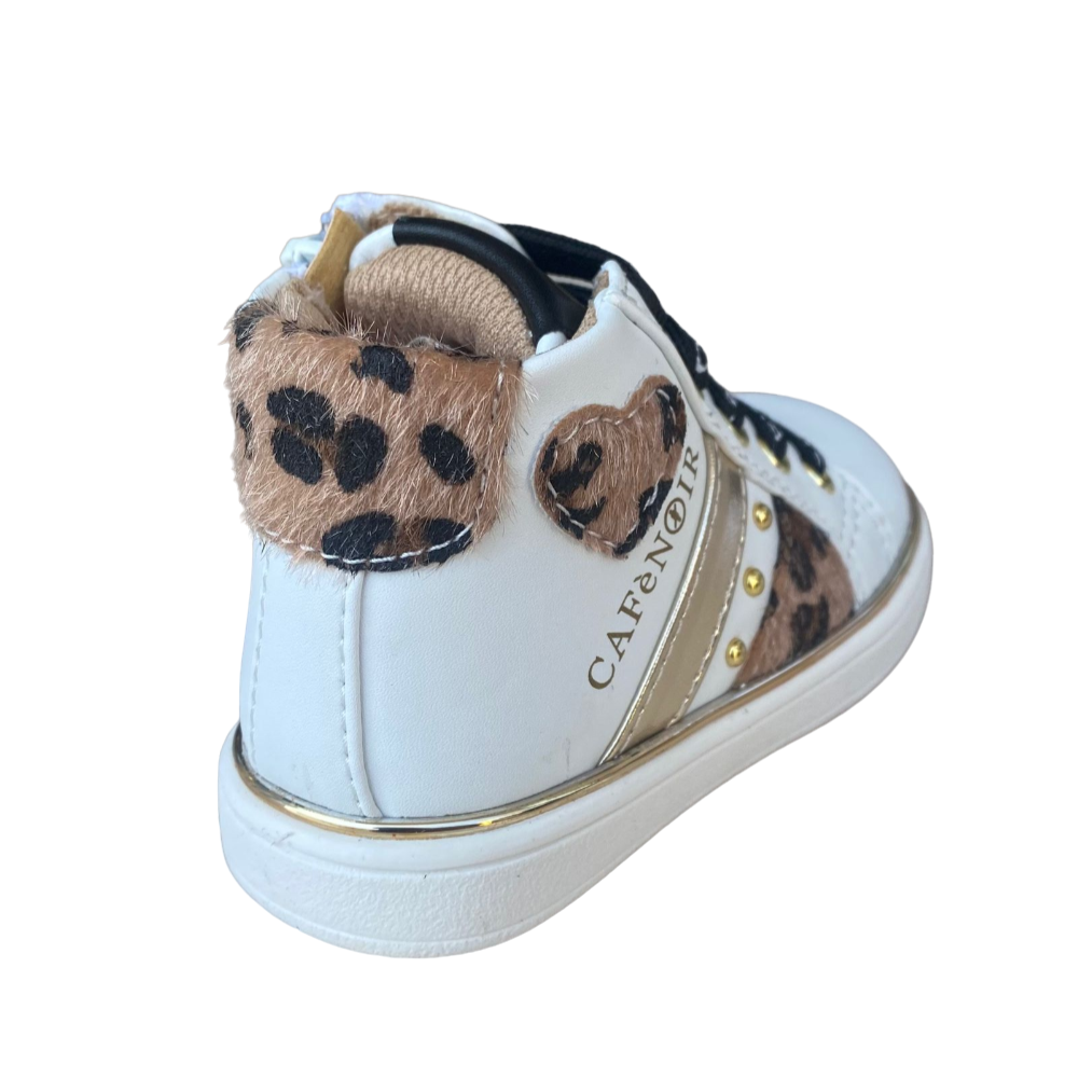 CafèNoir scarpa sneakers alta da bambina con laccio e cerniera laterale C-2351 C1737 bianco