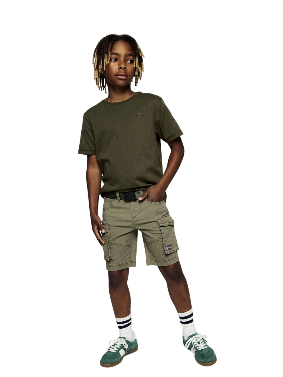 name it pantaloncino con tasconi da junior Mryan 13198124 verde - Vista Frontale Indossato