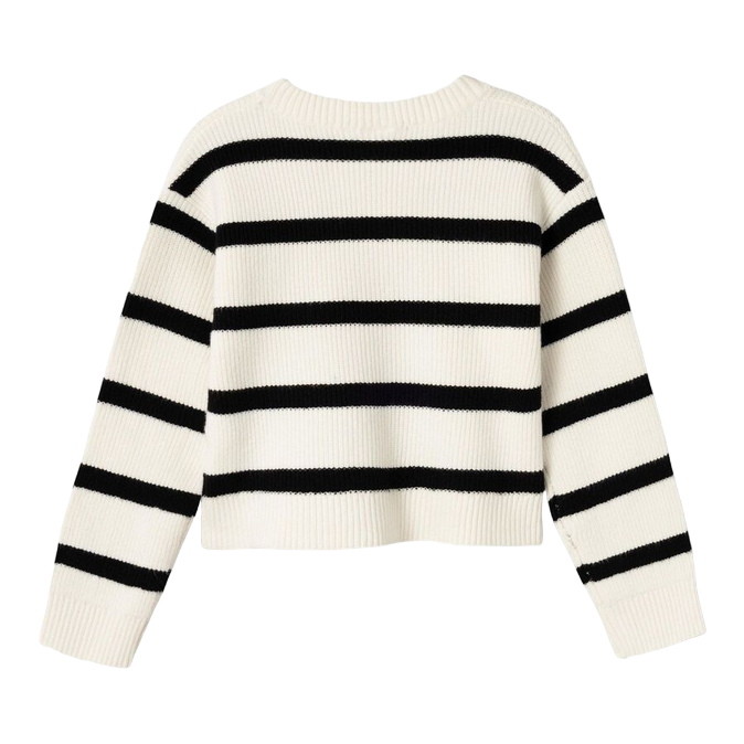 name it maglioncino da ragazza corto a righe Nilla 13235150 bianco nero
