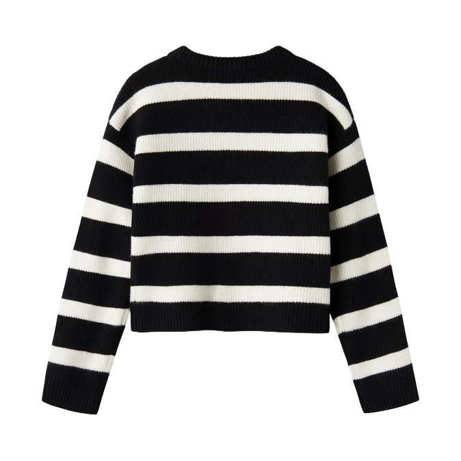 name it maglioncino da ragazza corto a righe Nilla 13235150 nero-bianco
