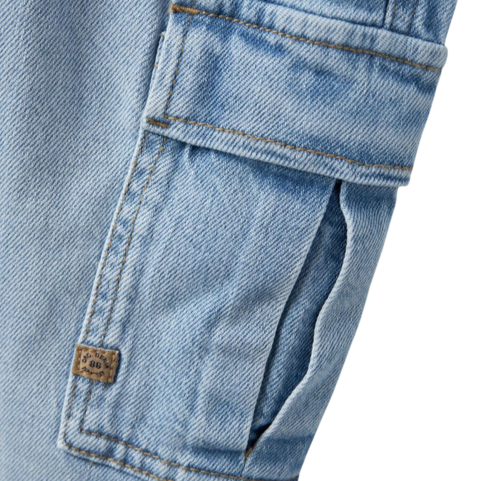 neme it pantalone cargo in jeans da junior Msilas 13237339 6650 blu chiaro