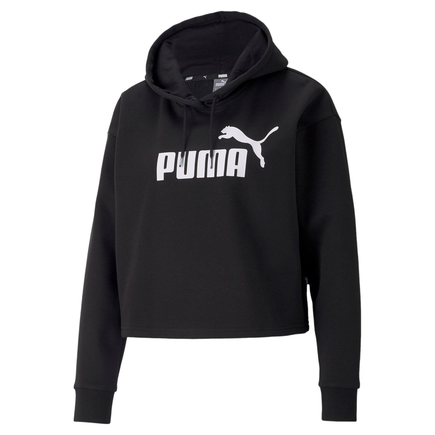 Puma felpa corta con cappuccio e logo grande da donna Cropped 586869 01 nero