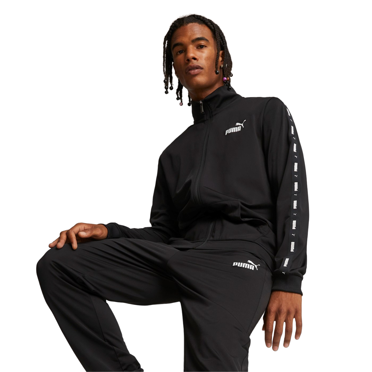 Puma Tuta in poliestere da uomo Tape poly suit 677429-01 nero