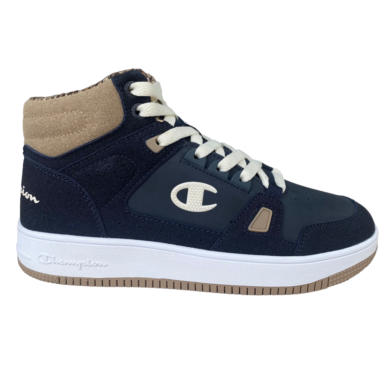 Champion scarpa sneakers alta da ragazzo Rebound Mid Winterized S32719 BS501 blu-bianco-beige