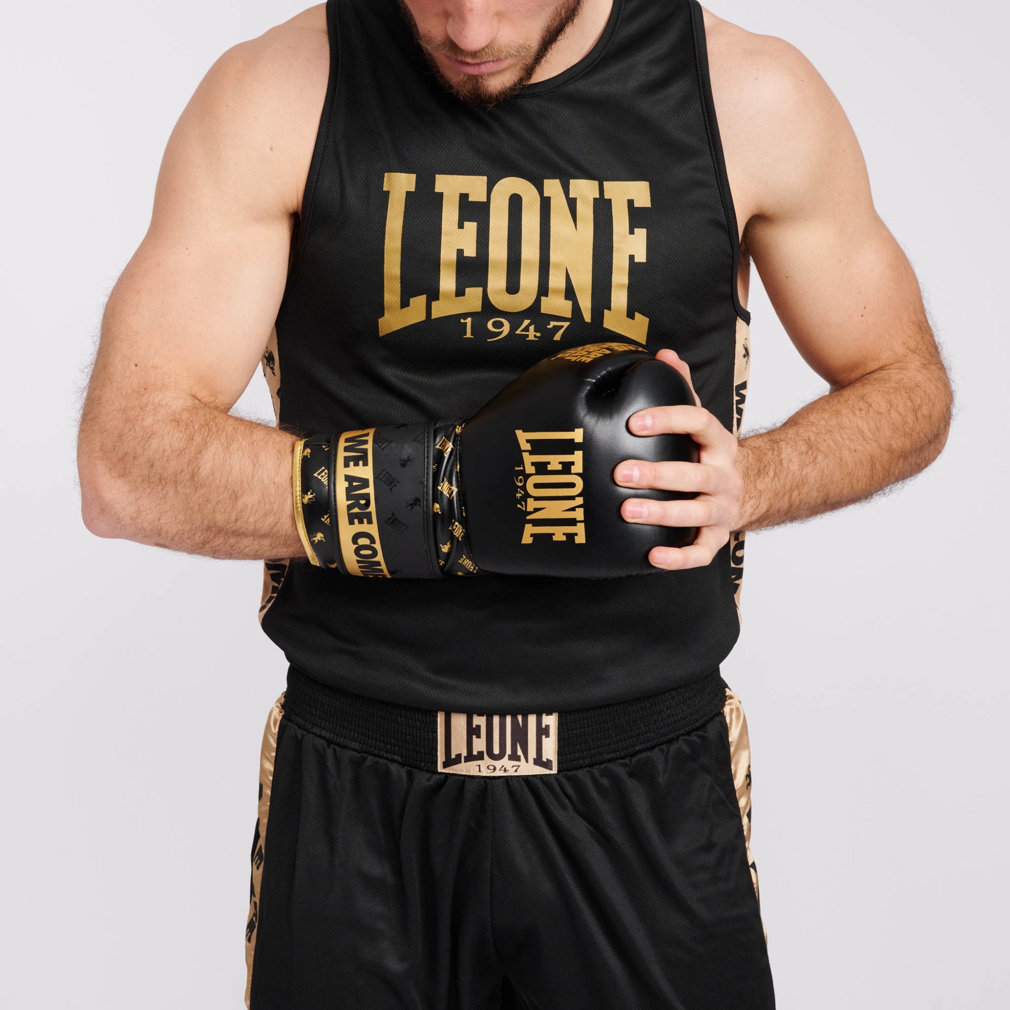 sportiamo Leone canotta da uomo per Boxe DNA AB228 nero-oro