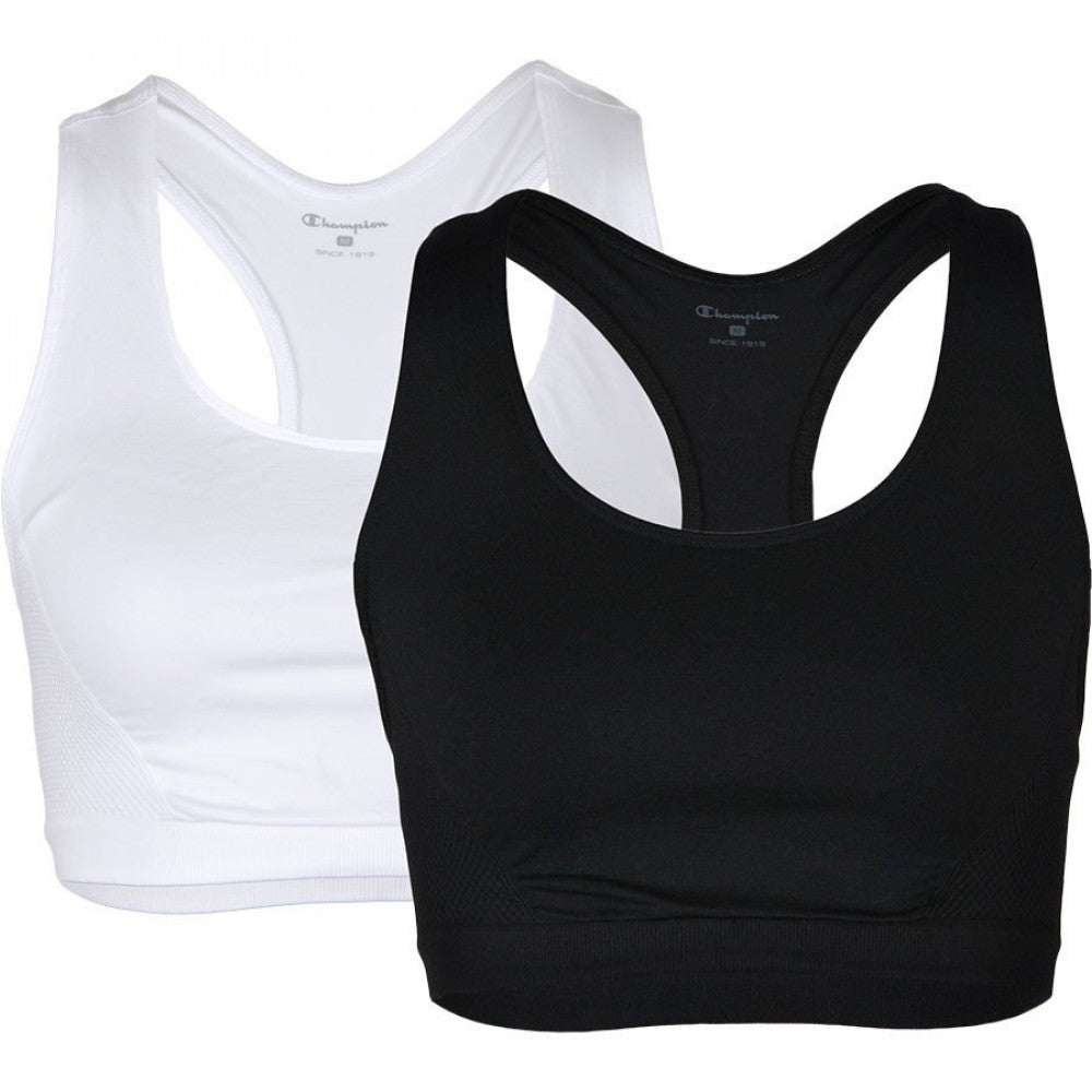 Champion bi-pack Top sportivo seamless Bra Legacy 113489 WW001 1 top nero e 1 top bianco