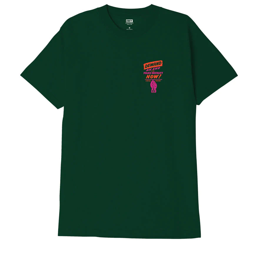 Obey maglietta manica corta da uomo End Police Brutality 165263408 verde foresta