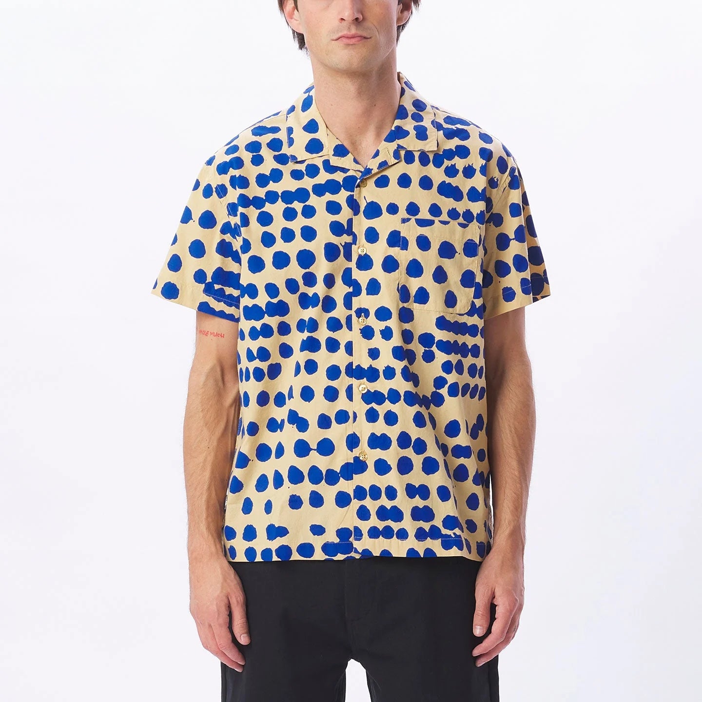 Obey camicia manica corta in cotone woven Connect 181210386 irish cream multi