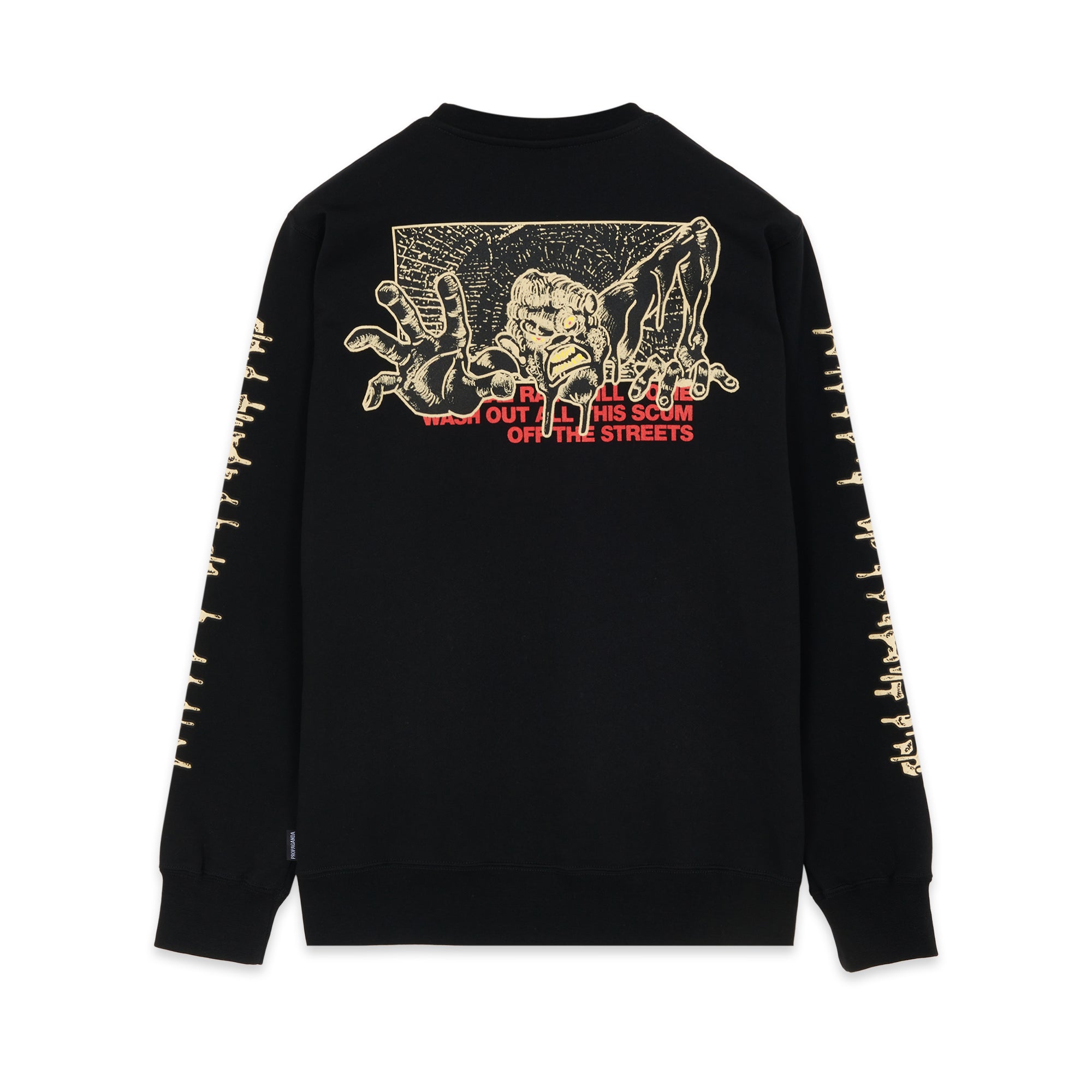 Propaganda felpa girocollo con stampa avanti e retro Dirty Street Crewneck 22FWPRFE732-01 nero