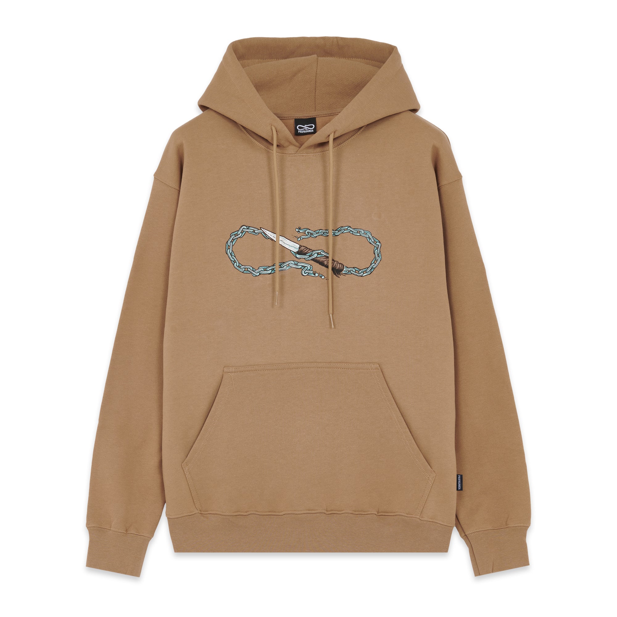 Propaganda Felpa con cappuccio e tasca a marsupio Logo Chain Hoodie 22FWPRFE736-52 camel