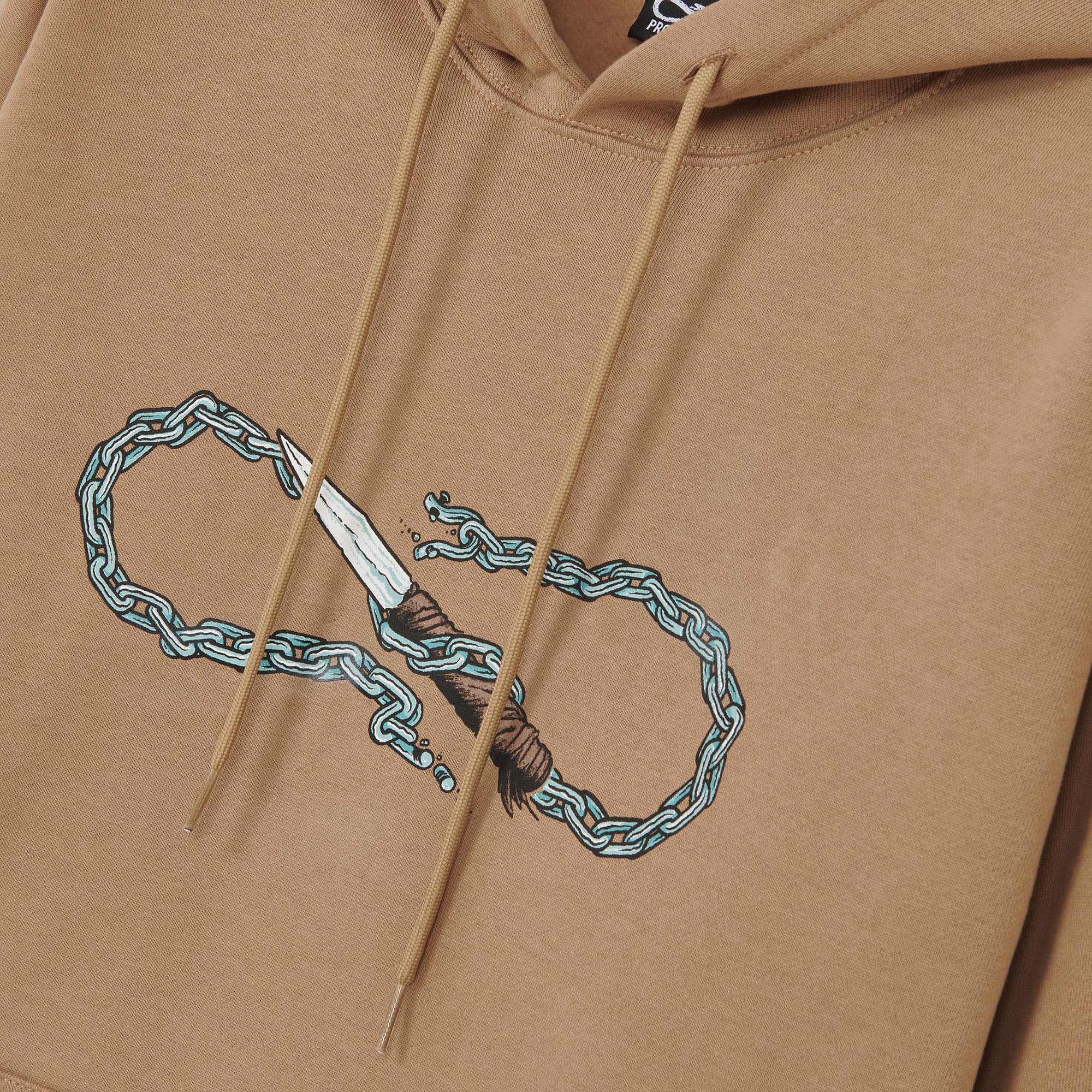 Propaganda Felpa con cappuccio e tasca a marsupio Logo Chain Hoodie 22FWPRFE736-52 camel