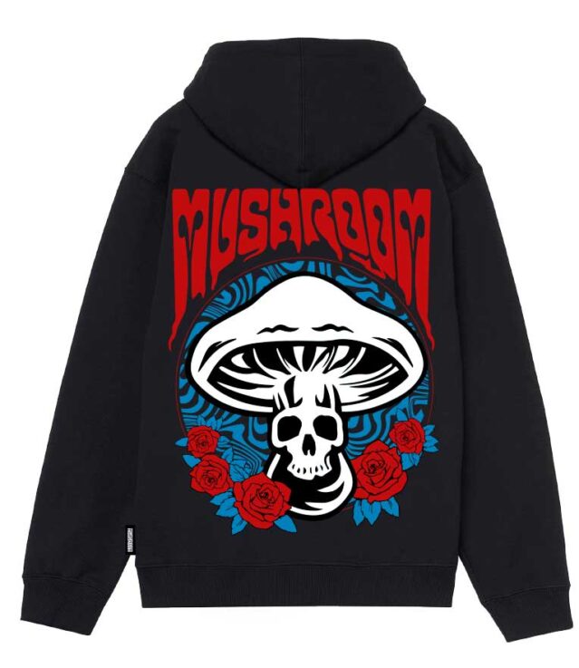 Mushroom Felpa con cappuccio in cotone con stampa 22FWMU21002-01 black
