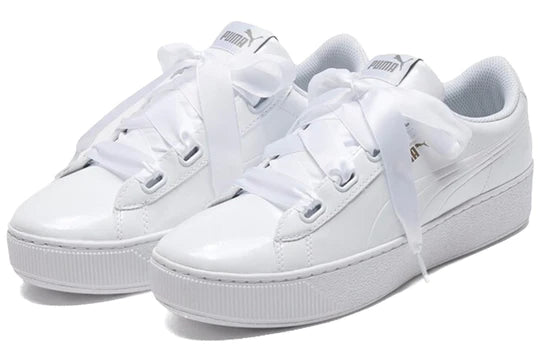 Puma scarpa sneakers con zeppa da donna Vikky Platform Ribbon 366419 02 bianco
