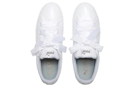 Puma scarpa sneakers con zeppa da donna Vikky Platform Ribbon 366419 02 bianco