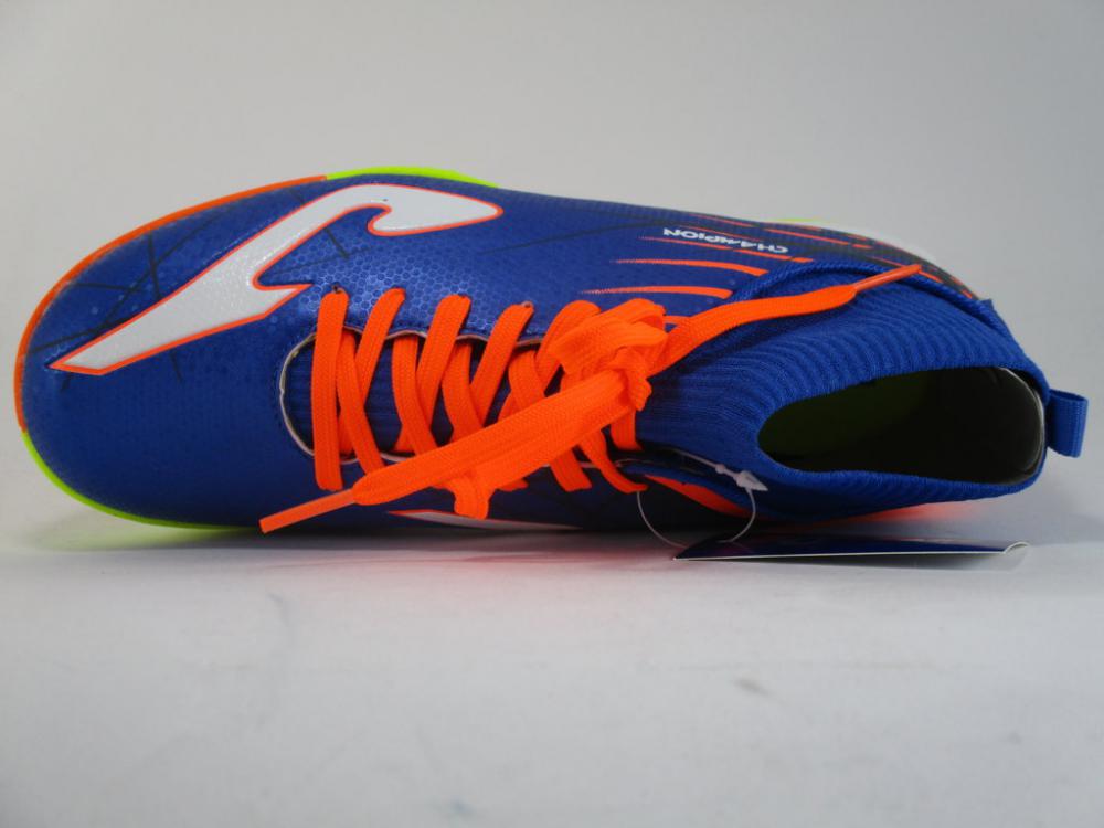 Joma scarpa da calcetto con calzino da ragazzo Champion Jr 804 CCHJW.804.TF azzurro-arancio