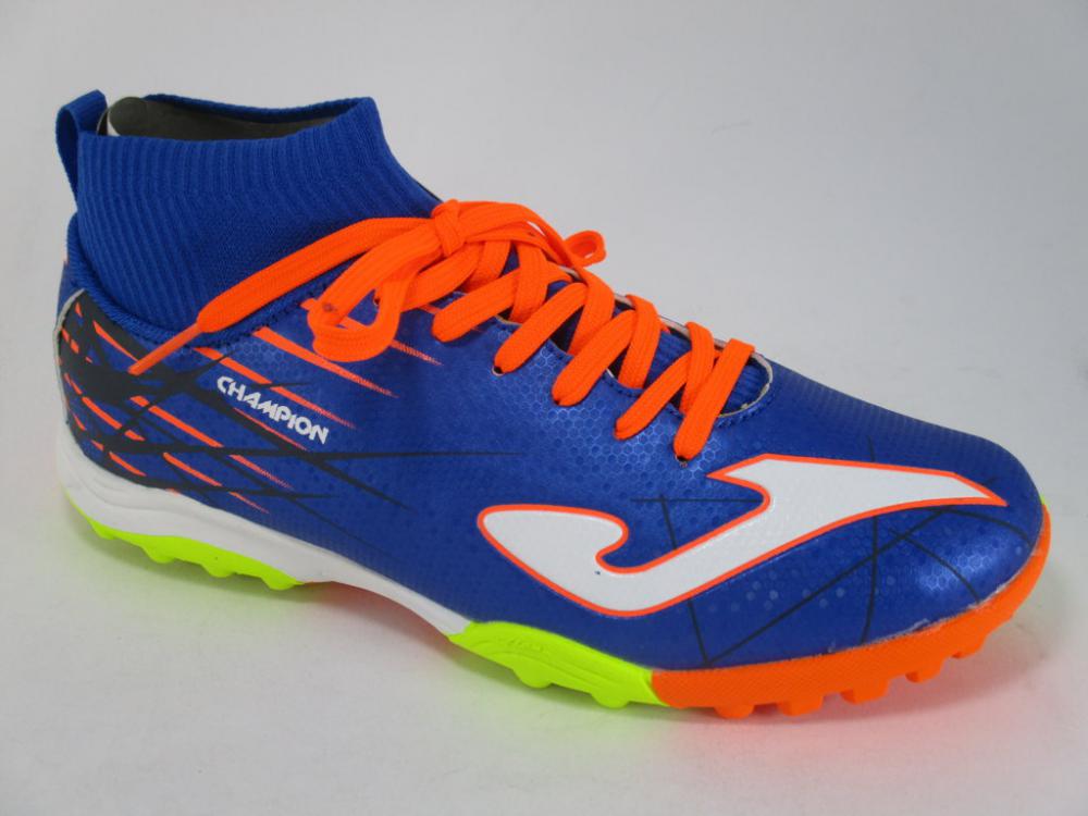 Joma scarpa da calcetto con calzino da ragazzo Champion Jr 804 CCHJW.804.TF azzurro-arancio