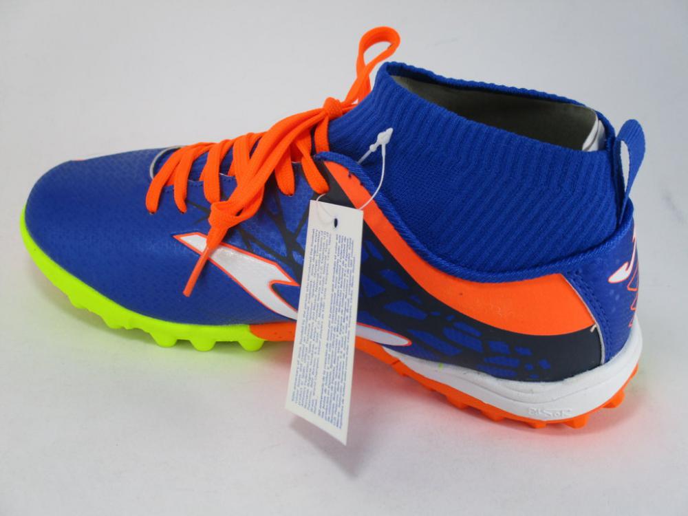 Joma scarpa da calcetto con calzino da ragazzo Champion Jr 804 CCHJW.804.TF azzurro-arancio