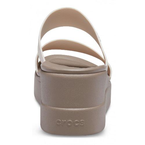 Crocs sandalo con fascia e zeppa da donna Brooklyn Mid Wedge 206219-16T stucco-fungo