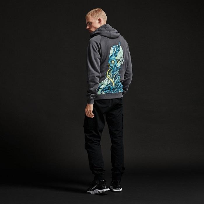 Dolly Noire felpa da uomo con cappuccio Shitai Hoodie SW371 grigio