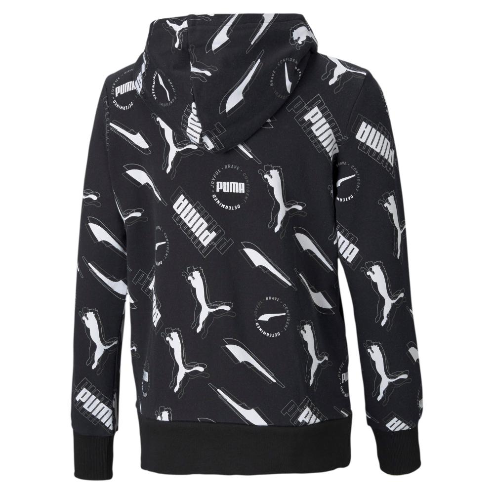 Puma Felpa da bambino con cappuccio e cerniera Alpha AOP 585894 01 nero