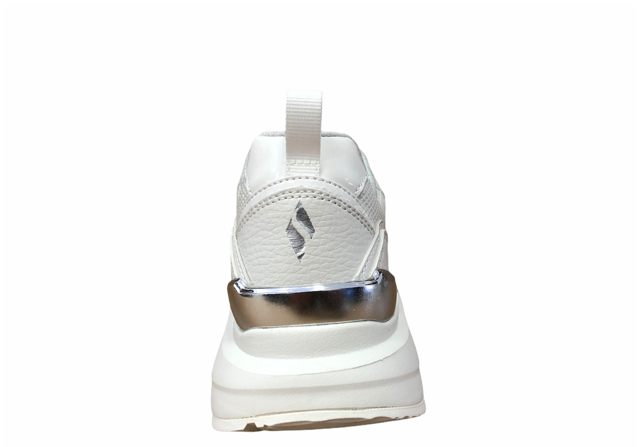 Skechers scarpa sneakers da donna con rialzo al tallone Rovina Clean Sheen 155046/WHT bianco
