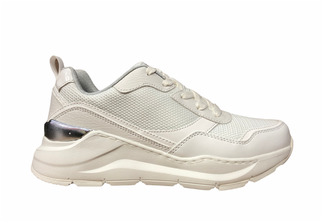 Skechers scarpa sneakers da donna con rialzo al tallone Rovina Clean Sheen 155046/WHT bianco