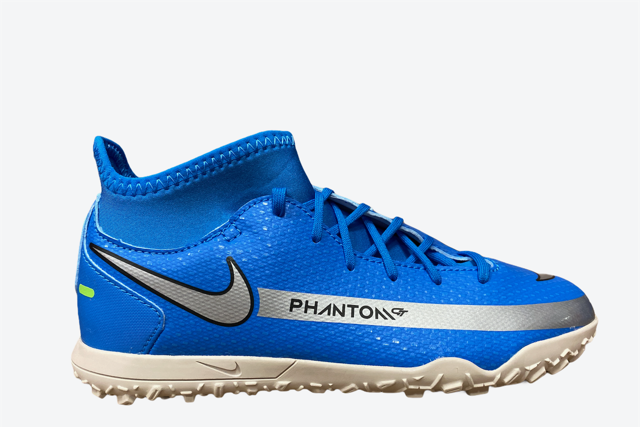 Nike scarpa da calcetto da ragazzo Phantom GT Club DF TF CW6729 400 blu-argento