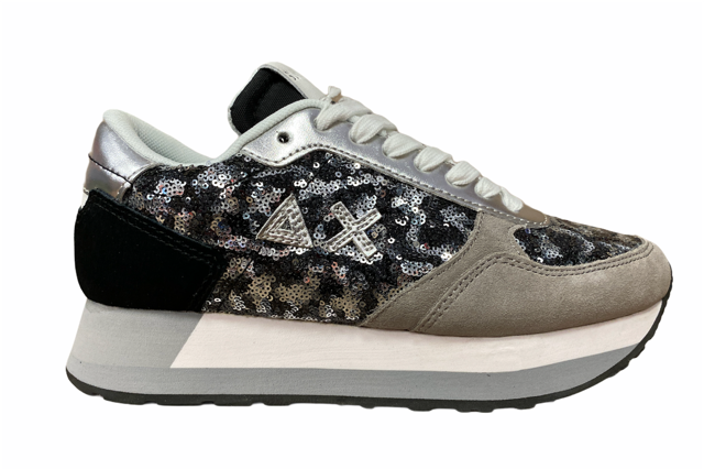 SUN68 scarpa sneakers da donna Kate Paillettes Z31221 4711 grigio scuro nero