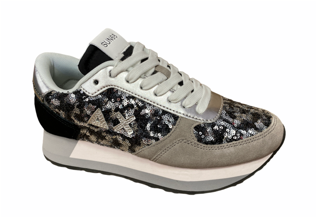 SUN68 scarpa sneakers da donna Kate Paillettes Z31221 4711 grigio scuro nero
