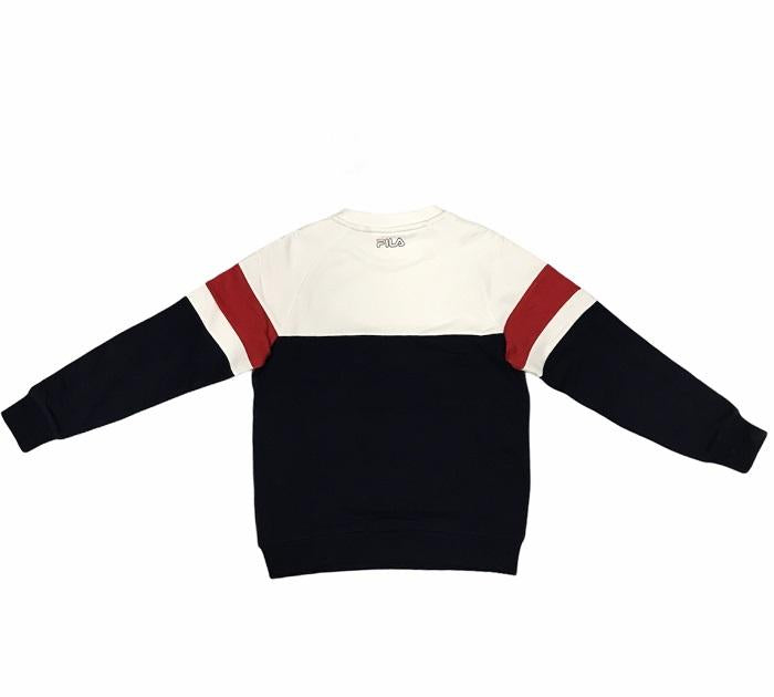 Fila felpa girocollo da ragazzo Julio 683334 G06 bianco-nero