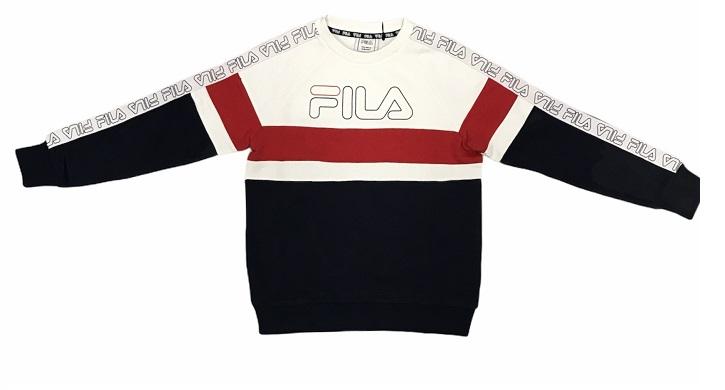 Fila felpa girocollo da ragazzo Julio 683334 G06 bianco-nero