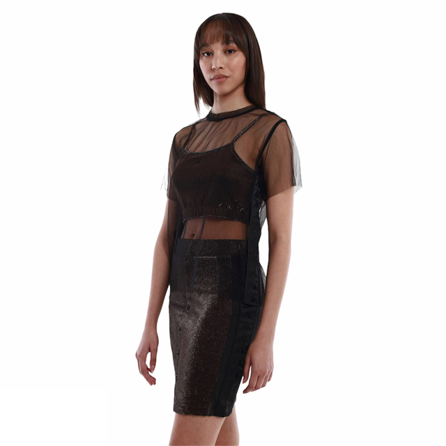 Kappa maglietta velo e top da donna 222 BANDA Sparkle Eder 3115W8W nero bronzo