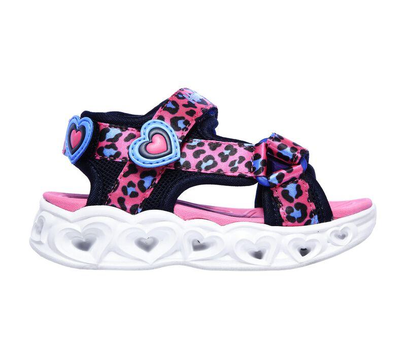 Skechers sandalo da bambina con le luci Lights Heart Sandal Savvy Cat 302090N/HPBL rosa-blu