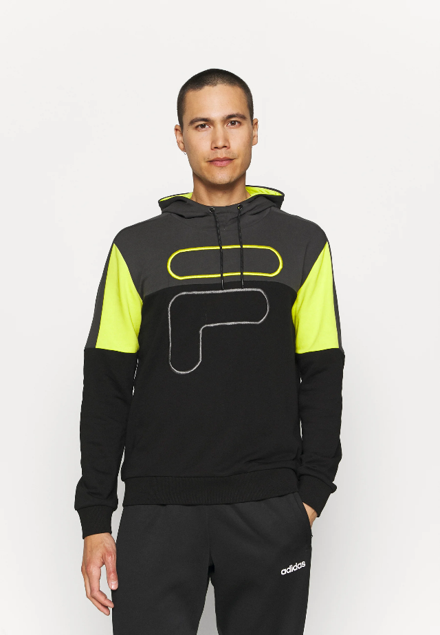 Fila Felpa con cappuccio da uomo Parson Blocked 683449 B498 nero grigio giallo