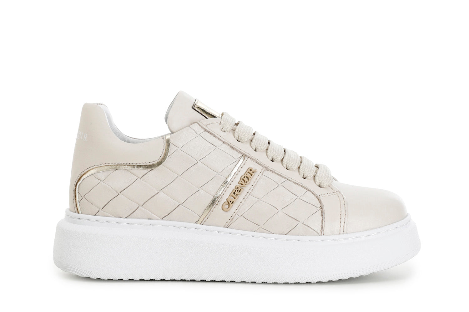 CafèNoir scarpa sneakers in pelle con stampa intreccio C1DE1820 M008 beige