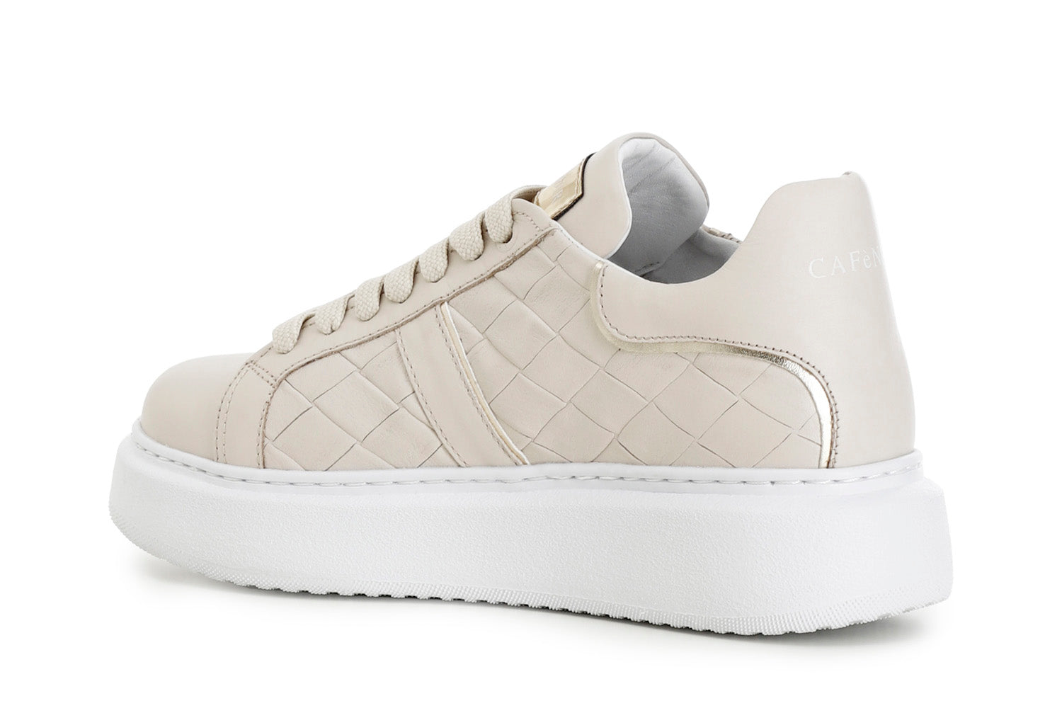 CafèNoir scarpa sneakers in pelle con stampa intreccio C1DE1820 M008 beige