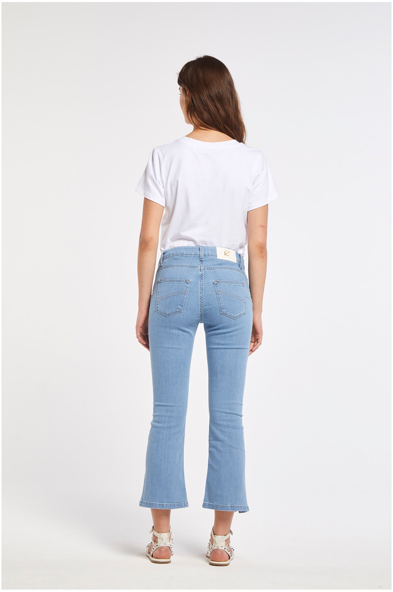 CafèNoir Pantalone Jeans Cropped Flare con bottoni a vista C7JJ0077 B049 sky