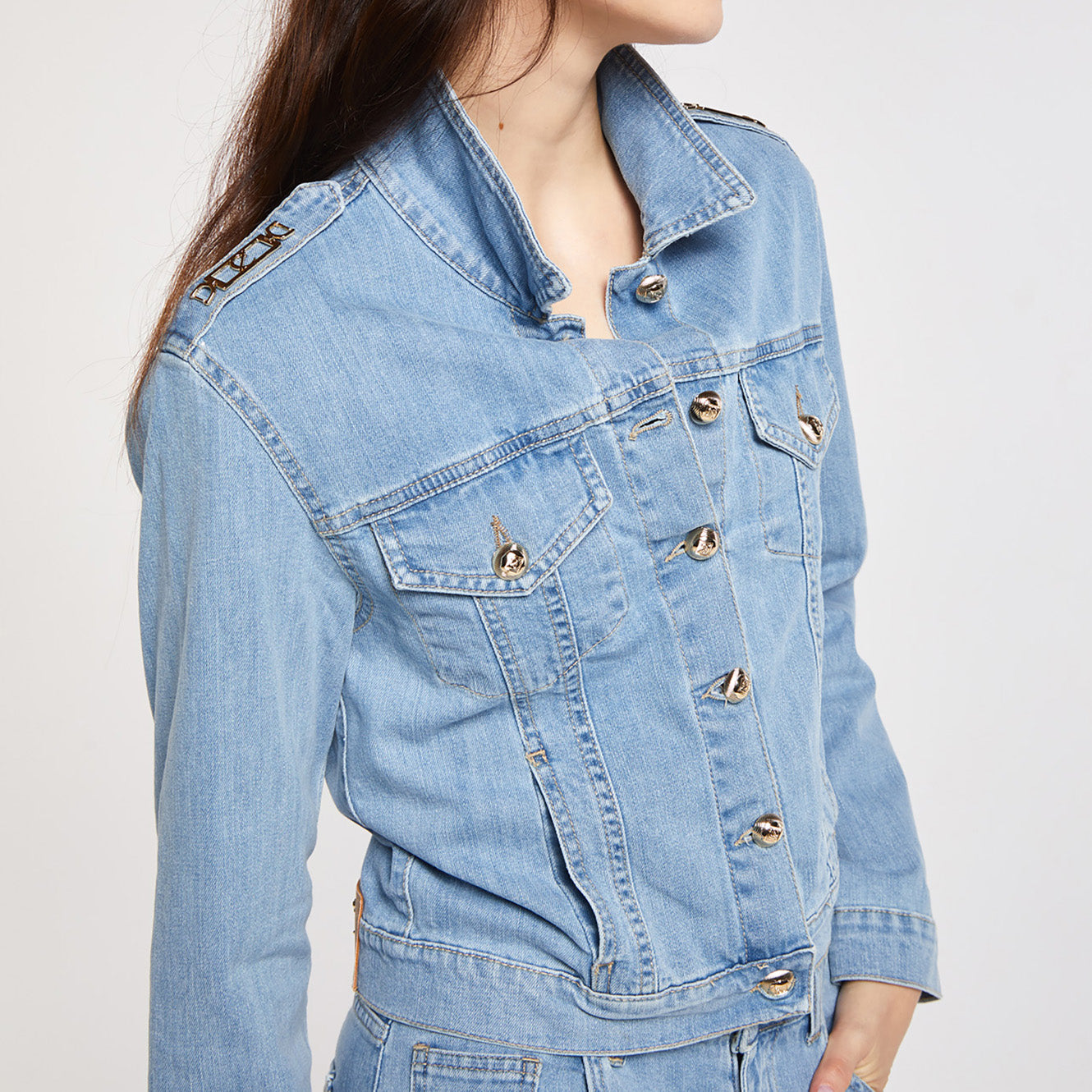 CafèNoir giubbino da donna in denim con placchette C7JJ0108 B049 sky