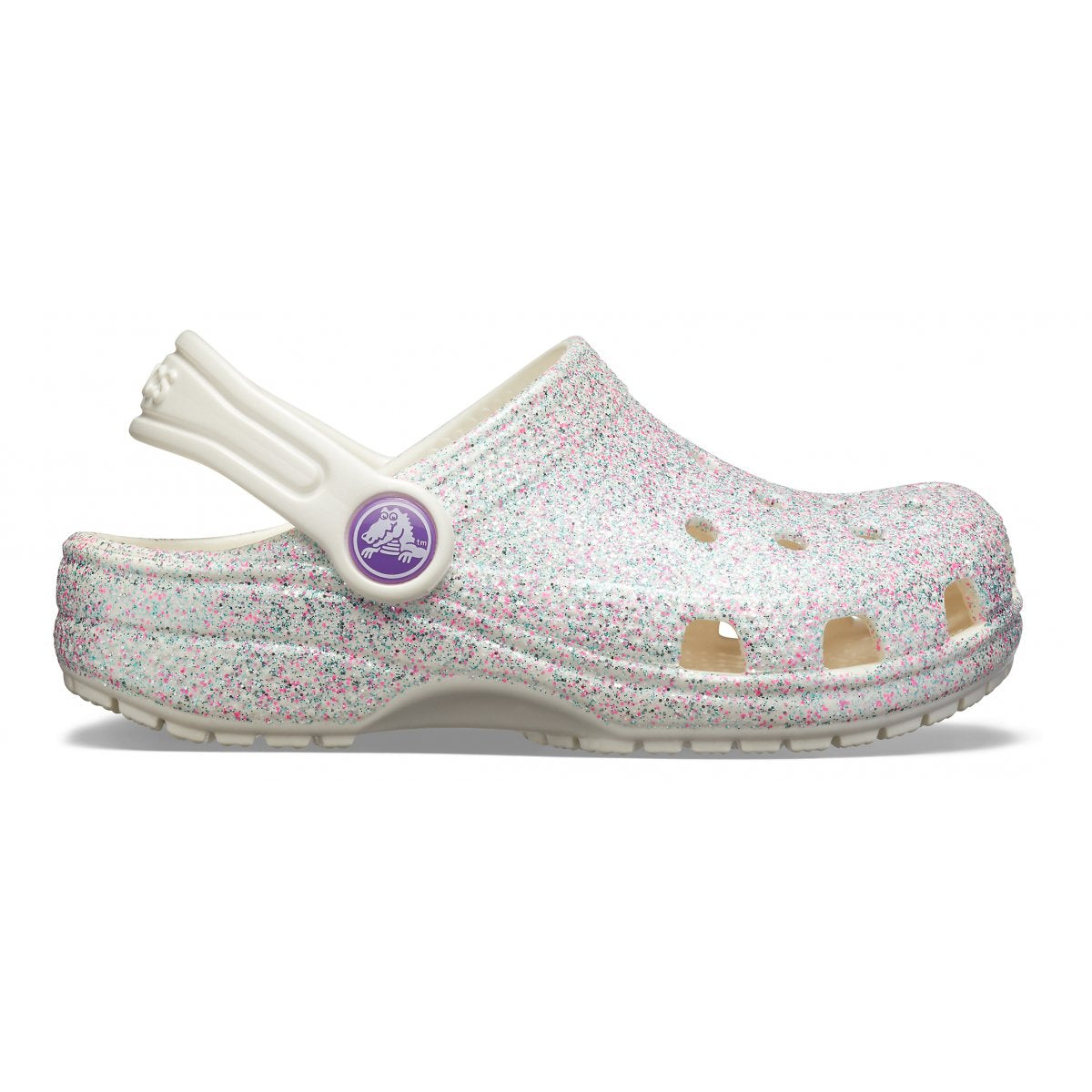 Crocs sandalo sabot da bambina Classic Glitter Clog K 205441-159 ostrica