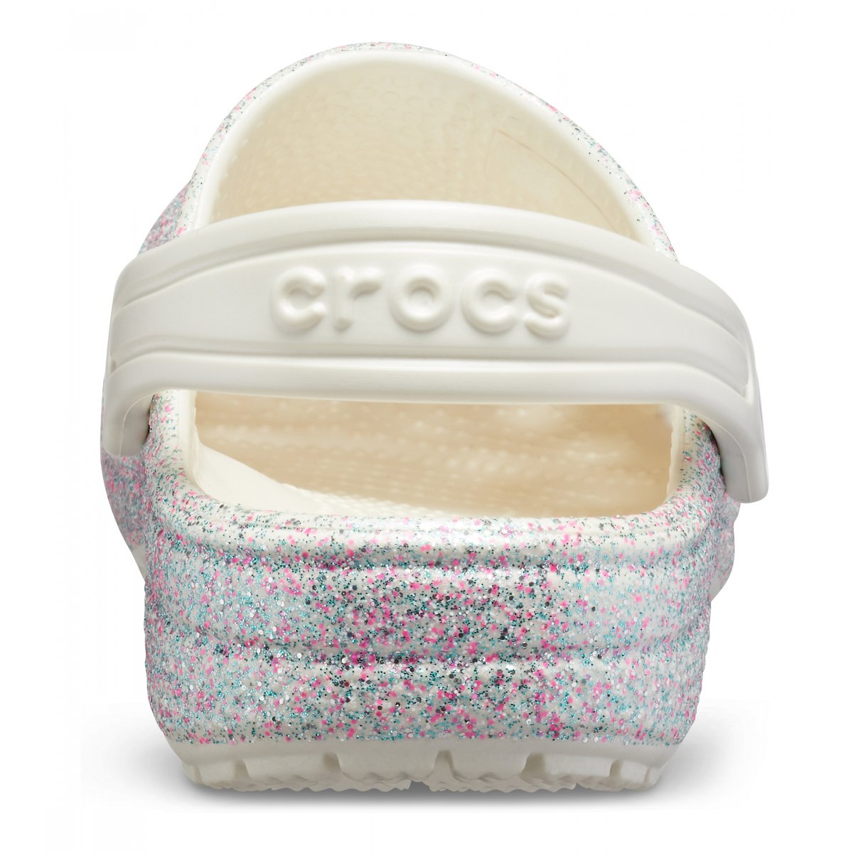 Crocs sandalo sabot da bambina Classic Glitter Clog K 205441-159 ostrica