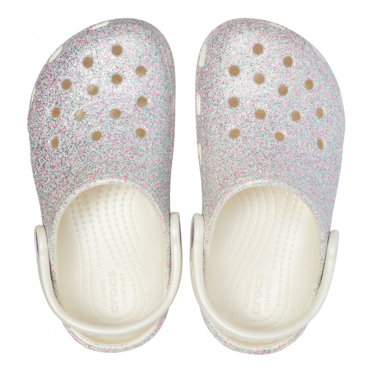 Crocs sandalo sabot da bambina Classic Glitter Clog K 205441-159 ostrica