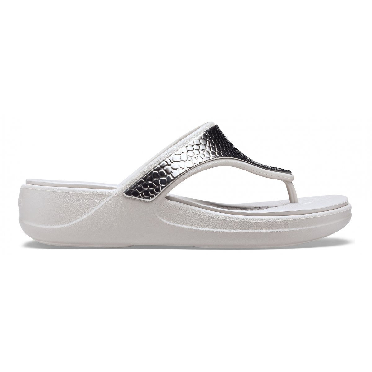 Crocs sandalo infradito da donna Monterey Wedge Flip W 206303-0GO argento platino