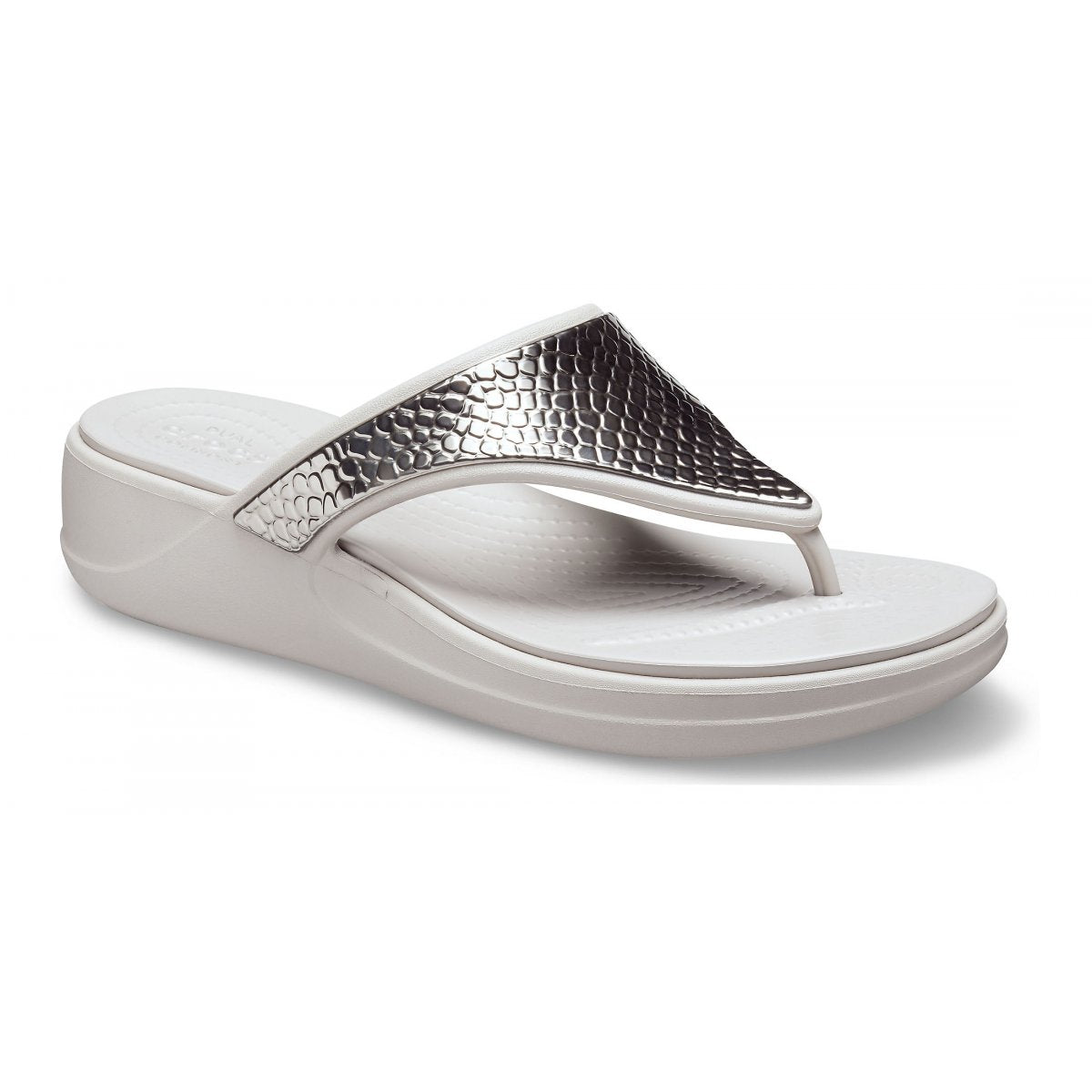 Crocs sandalo infradito da donna Monterey Wedge Flip W 206303-0GO argento platino