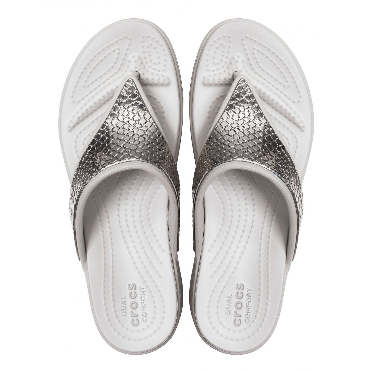 Crocs sandalo infradito da donna Monterey Wedge Flip W 206303-0GO argento platino