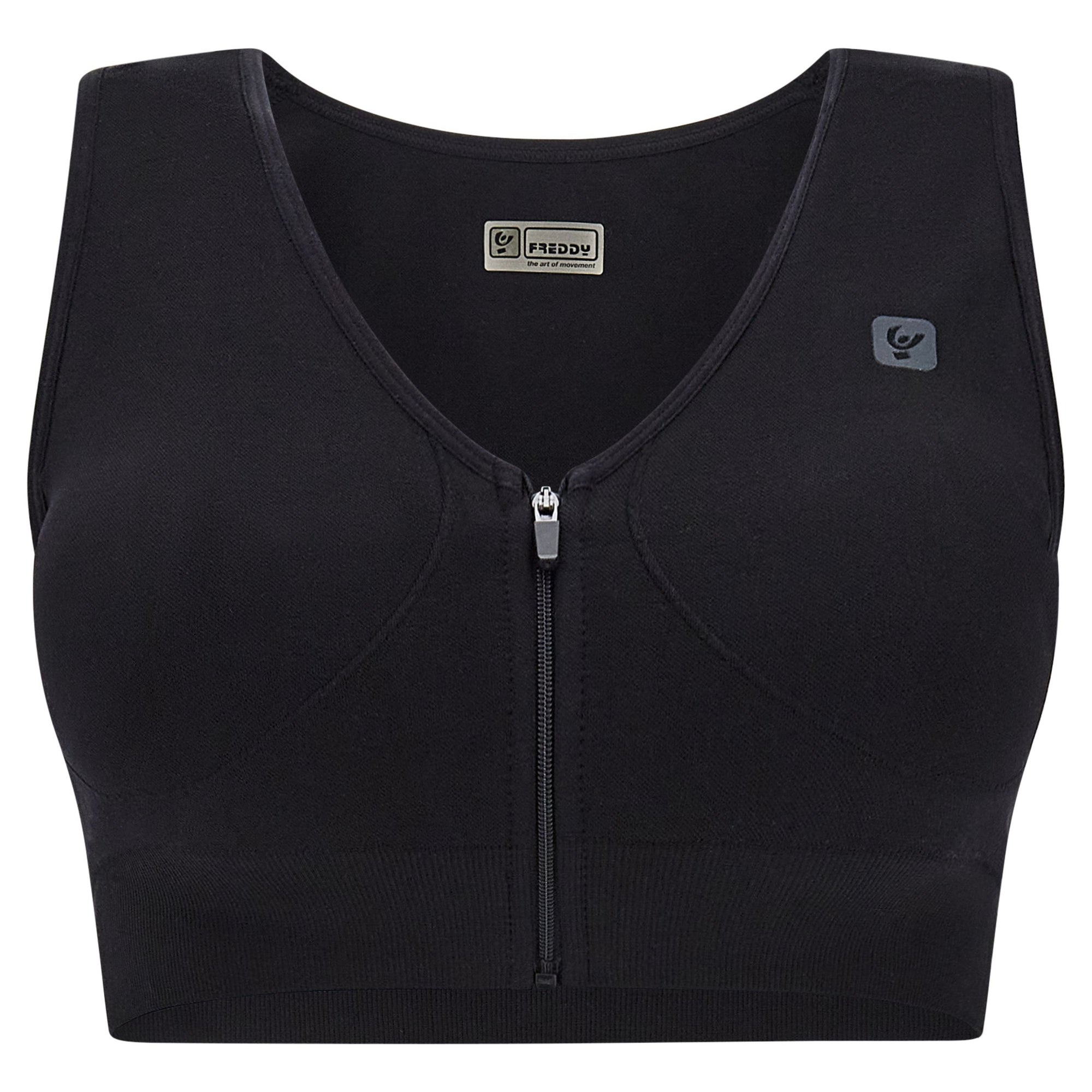 Freddy Top reggiseno sportivo in seamless zip e coppe removibili F2WSFB6N N nero