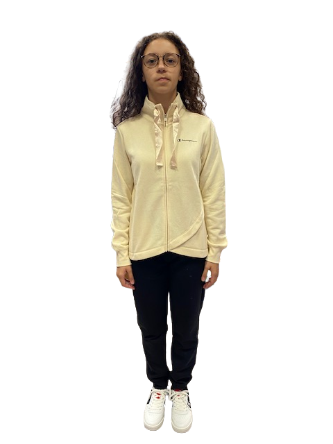 Champion Tuta da donna in cotone felpato 115769 YS014 CHA/NBK crema-nero